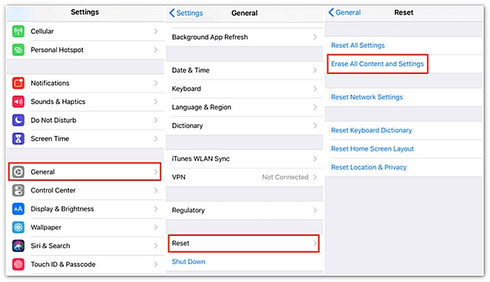 Restaurar desde iCloud Borrar todo el contenido y la configuración