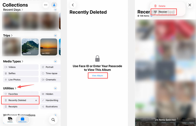 Recuperar fotos eliminadas recientemente en iPhone iOS 26