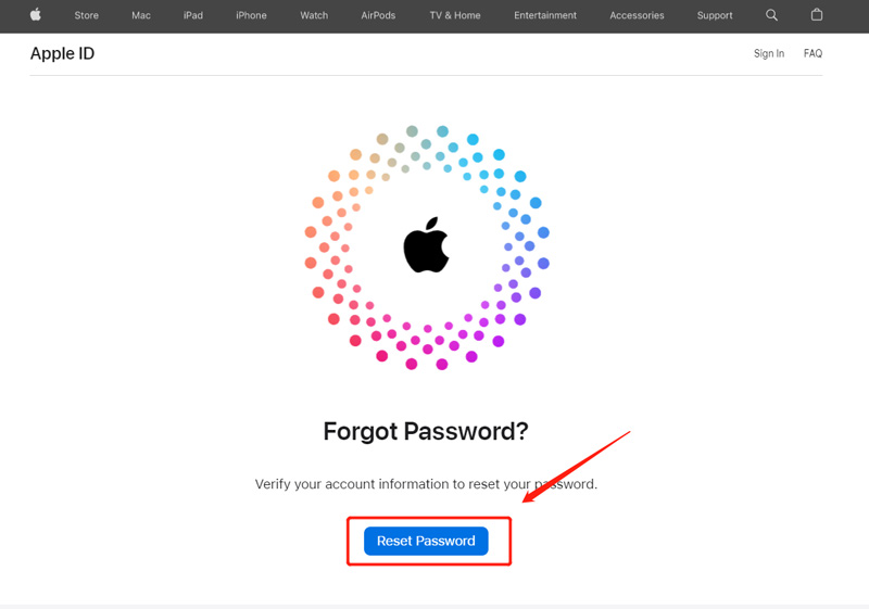 Restablecer la contraseña de ID de Apple en el sitio web iForgot