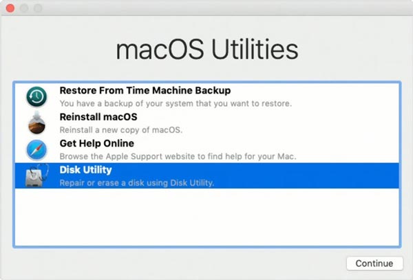 Ventana de utilidades de Macos