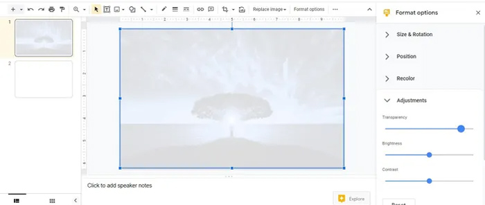 Google Slide Quitar fondo