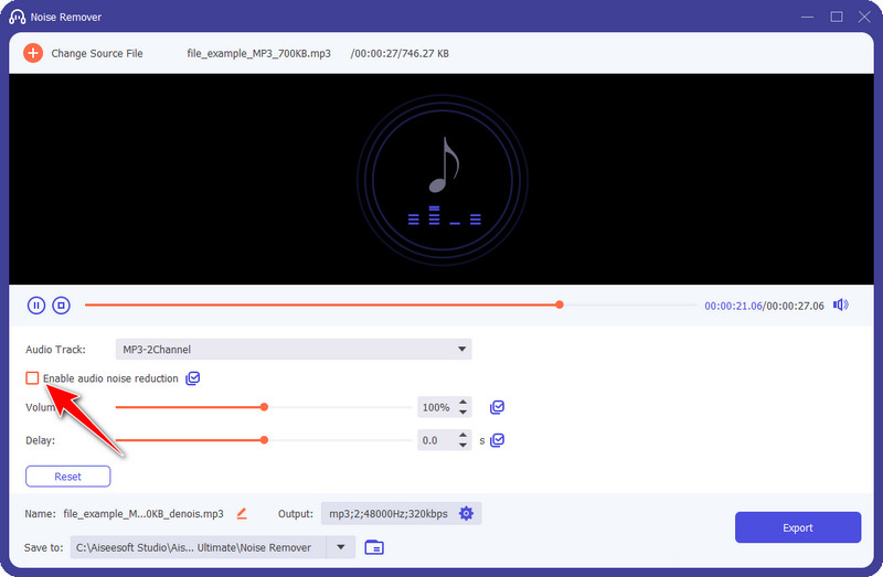 Activar reducción de ruido de audio