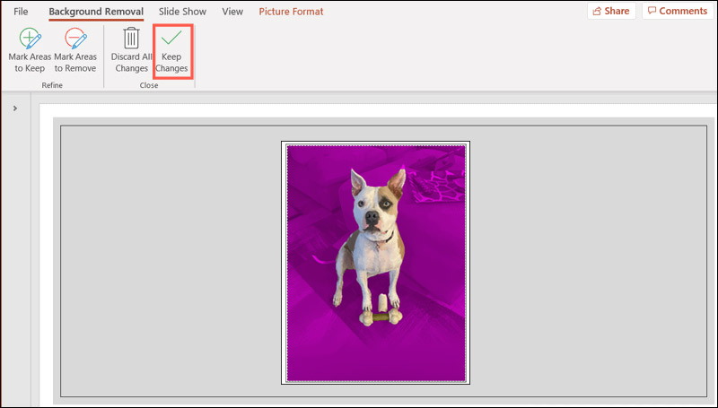 Eliminar Backgrpund Mantener los cambios de PowerPoint