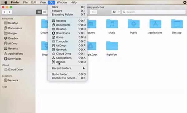Ingrese Utilidades en Mac