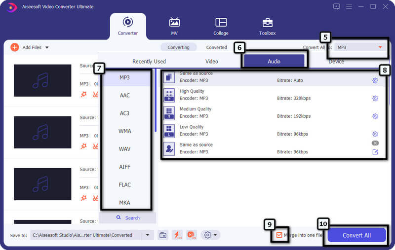 Combinar y exportar audio en bucle