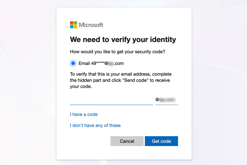 Restablecer contraseña de Hotmail Obtener código