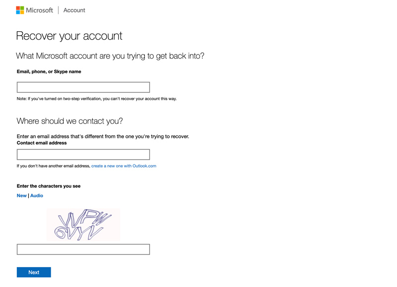 Recuperar la contraseña de la cuenta de Hotmail