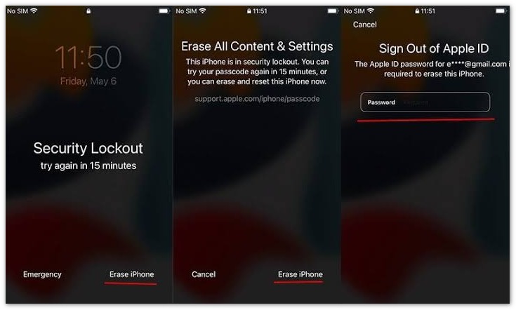 Borrar el código de acceso del iPhone con la pantalla de bloqueo de seguridad