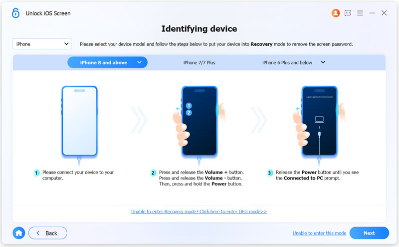 Unlock IOS Screen iDentifying Device