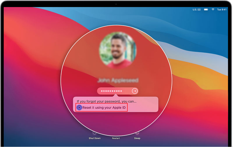 Solicitud de inicio de sesión de Mac Restablecimiento de contraseña con ID de Apple