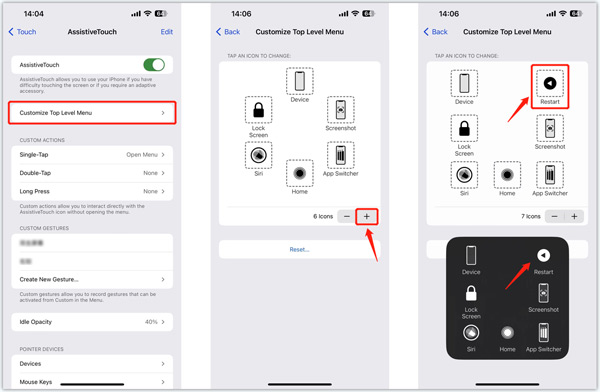 Reinicie el iPhone sin el botón de encendido a través de AssistiveTouch