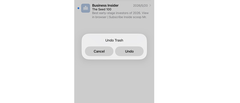 Undo to Recover Deleted Email