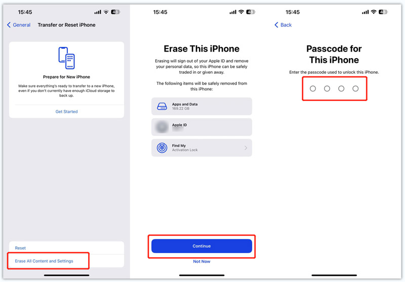 Borrar restablecimiento de fábrica de iPhone