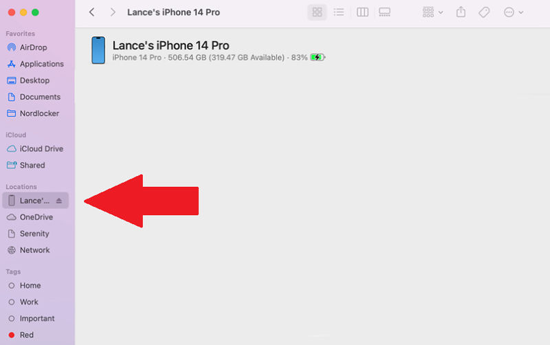 Abrir Finder en Mac Seleccionar iPhone