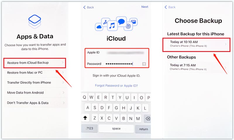 Restaurar desde iCloud Backup para recuperar mensajes eliminados