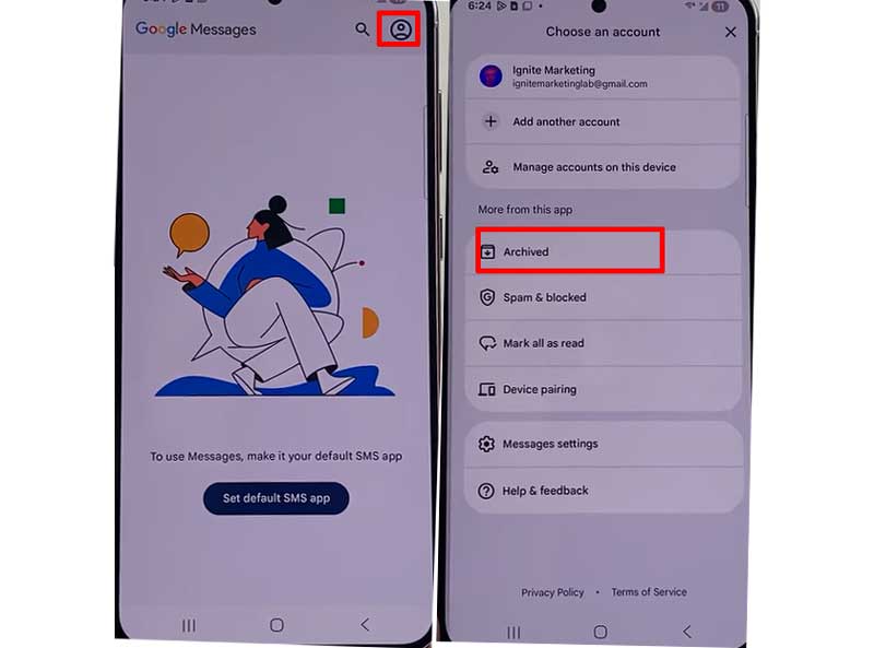 Restaurar mensaje desde la copia de seguridad de Google