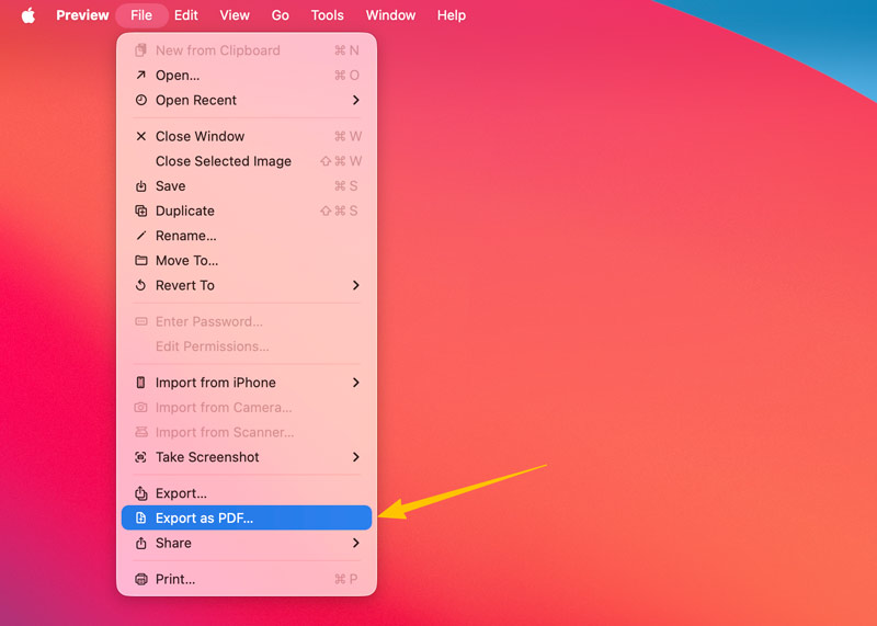 Exportar una captura de pantalla como PDF en Vista Previa de Mac