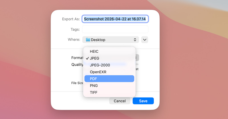 Mac Vista previa Exportar captura de pantalla como PDF
