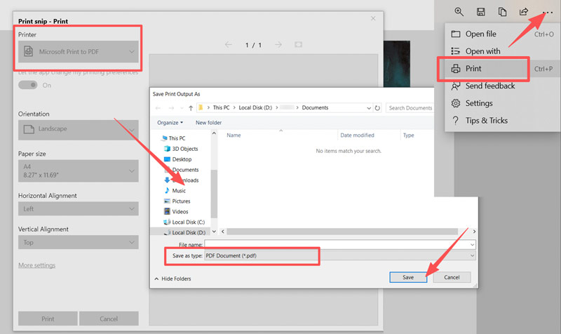 Función de impresión a PDF de Microsoft Windows