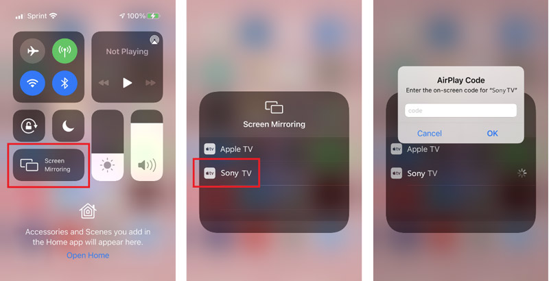 Espejo de pantalla iPhone a Sony TV AirPlay