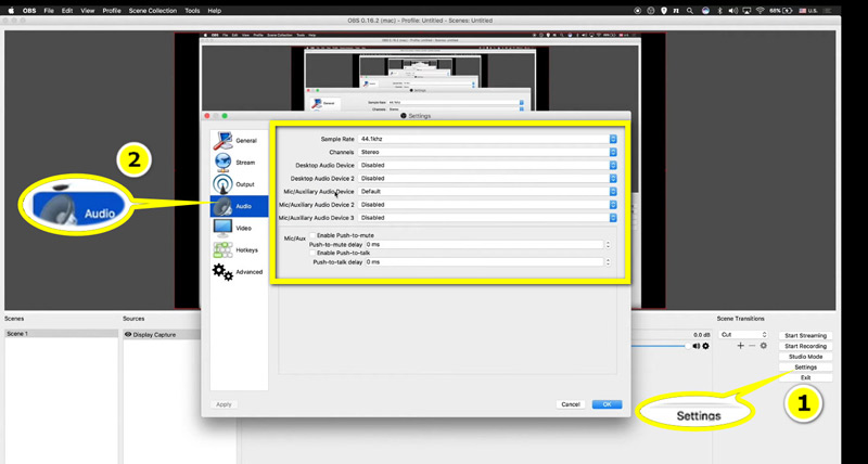 Configuración de audio en OBS