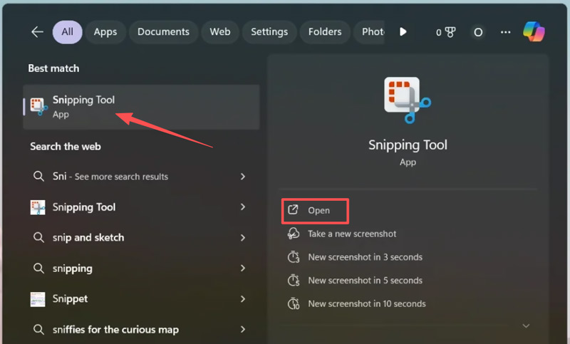Open Snipping Tool On Windows 11 Laptop