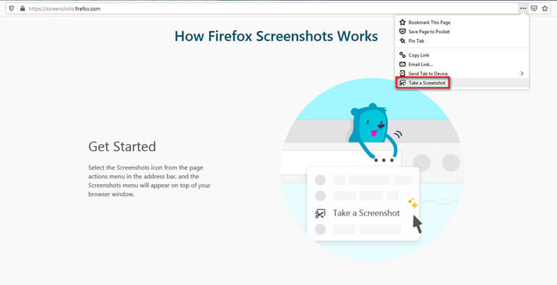 Firefox toma una captura de pantalla