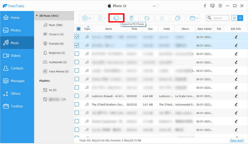 FoneTrans Export to PC iTunes