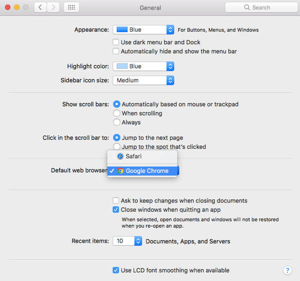 Cambiar el navegador predeterminado en Mac High Sierra