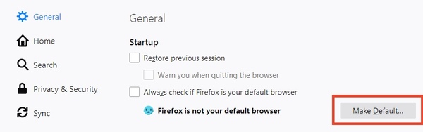 Establecer firefox como navegador predeterminado