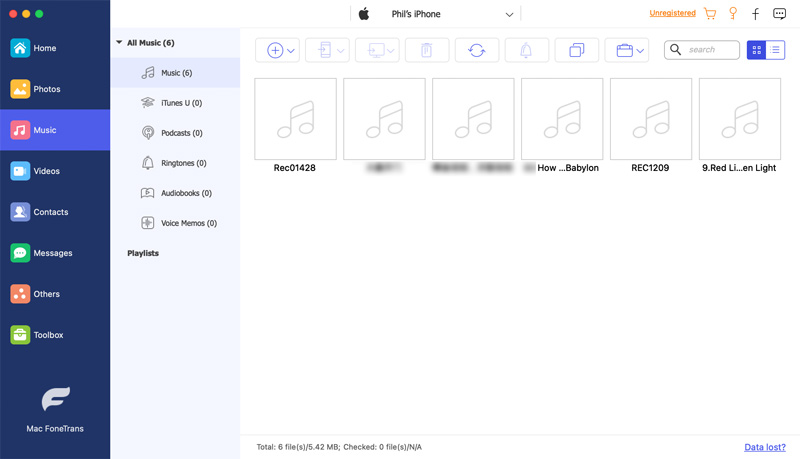 comprobar archivos de música en el iPhone
