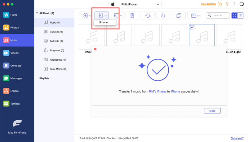 transferir música a un nuevo iPhone