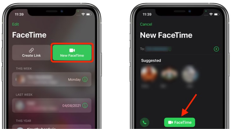 Iniciar una nueva llamada FaceTime en iPhone