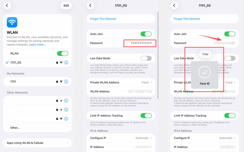 Ver copia de la contraseña de wifi del iPhone