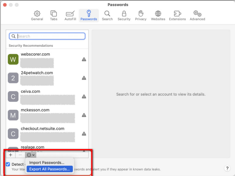 Exportar todas las contraseñas en Mac