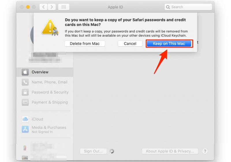 Cerrar sesión ID de Apple Mac