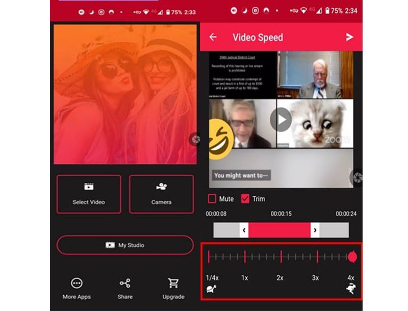 Velocidad de video para ralentizar videos android