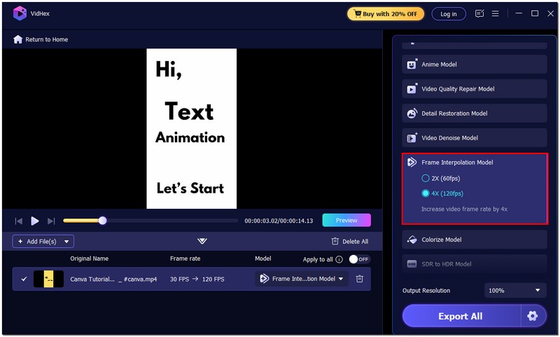 Modelo de interpolación de fotogramas de impacto