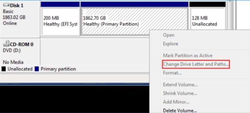 Select Change Drive Letter And Paths