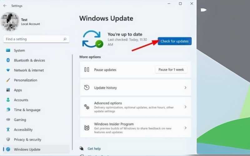 Seleccione Windows Update