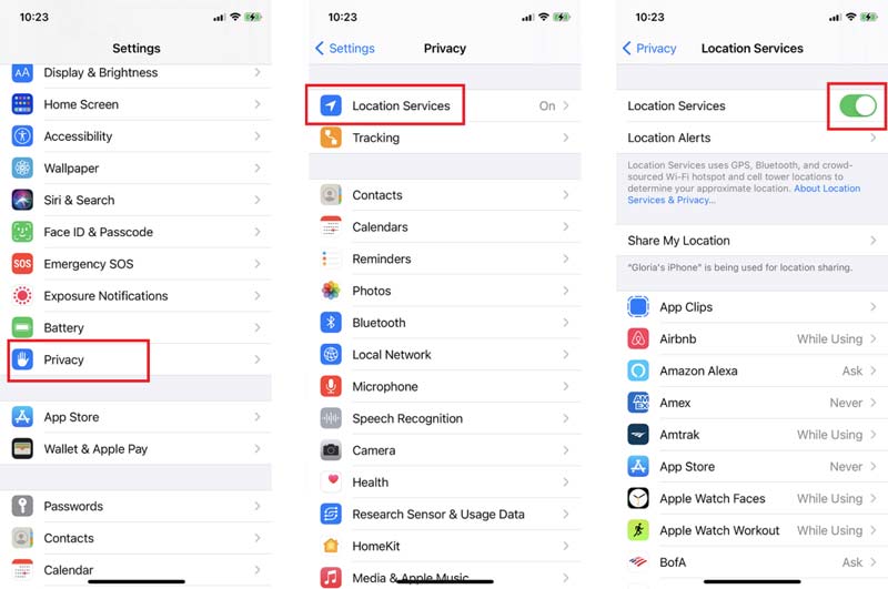 Deshabilitar los servicios de ubicación en iPhone