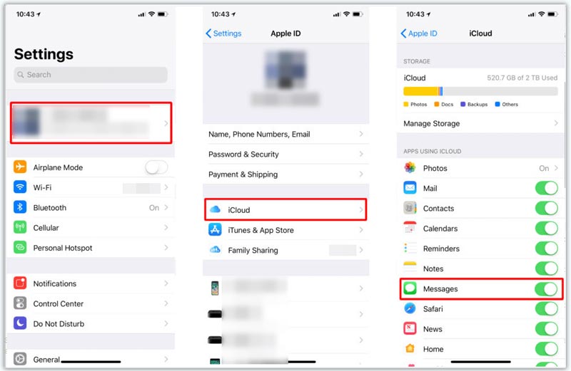 Activar copia de seguridad de mensajes de iPhone en iCloud