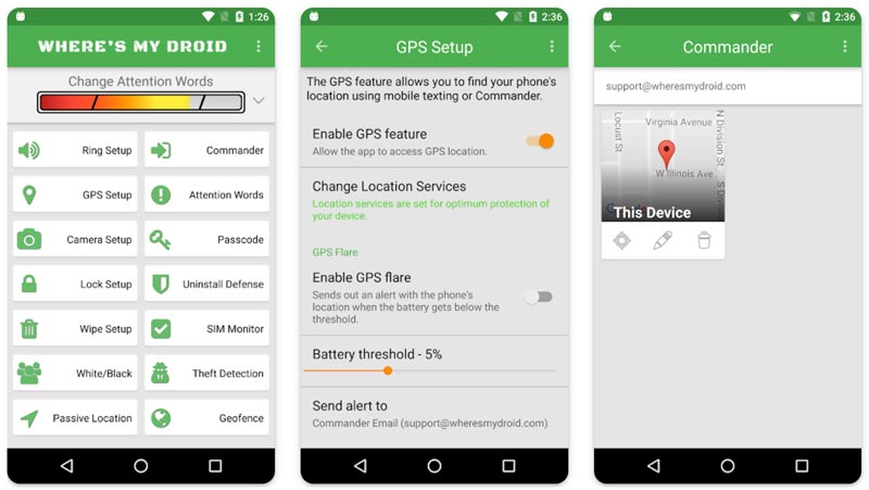 Rastrea la ubicación de tu teléfono a través de la aplicación Wheres My Android.