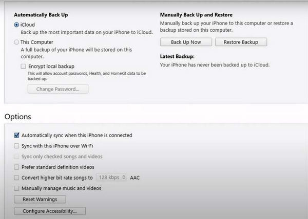Copia de seguridad de contactos de iTunes