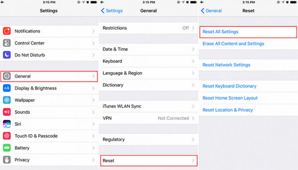 Restablecer todas sus configuraciones en iPhone