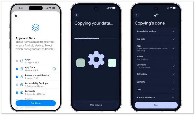 Copiar datos de Android a Android durante la configuración