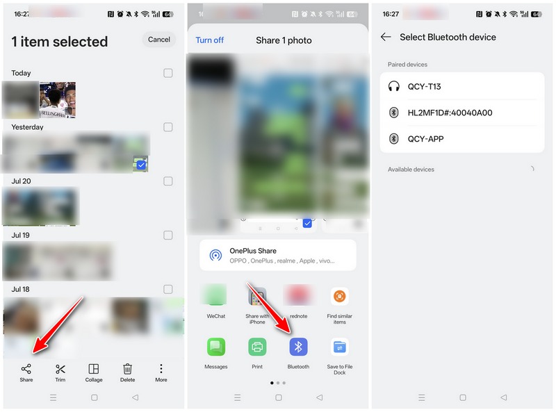 Transferir archivos de Android a Android mediante Bluetooth