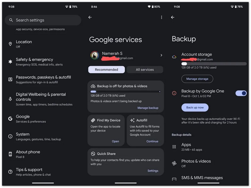 Activar la copia de seguridad de Google One