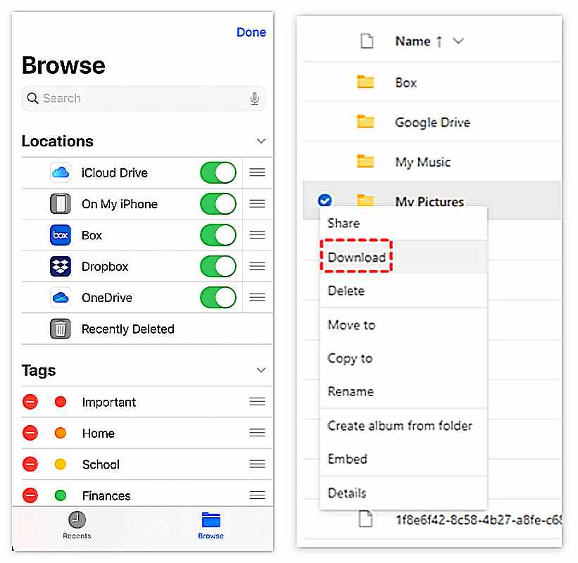 Mover archivos de la PC al iPhone usando OneDrive