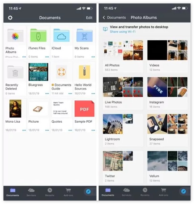 Utilice la aplicación Documentos para transferir archivos al iPhone